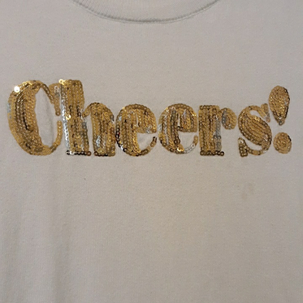 J.Crew Soft 100% Cotton Long Sleeve Festival Tee Sequins Scoop Crew Neck sz L